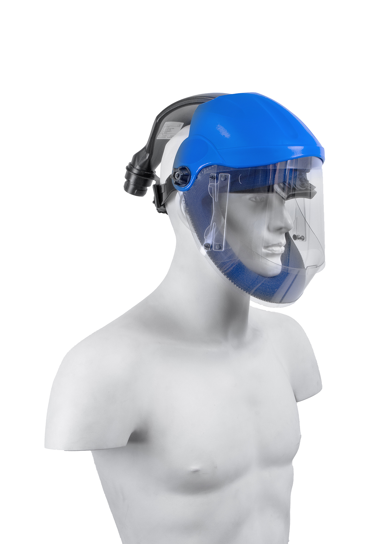 BARI-Airvisor blau mit transparentem Gesichtsschutz