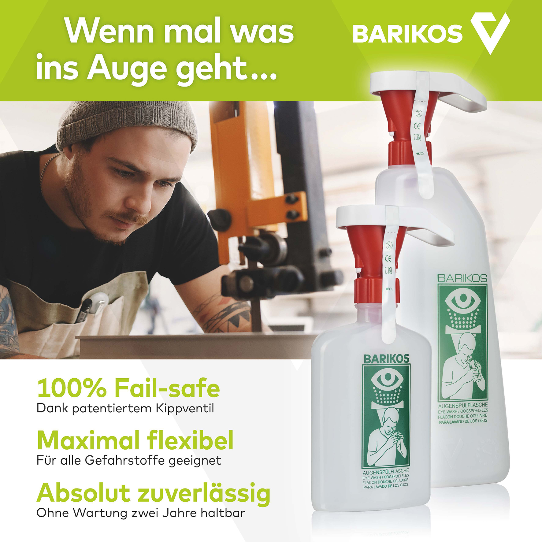 BARIKOS-Set: Wandbehälter inkl. 2 Augenspülflaschen 620 ml