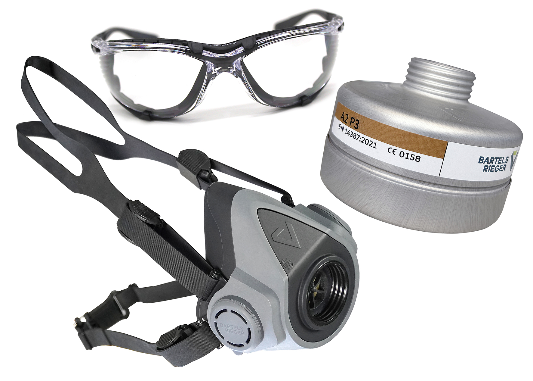 Starter-Pack BariMask HF + Schraubfilter BR A2P3 + Schutzbrille