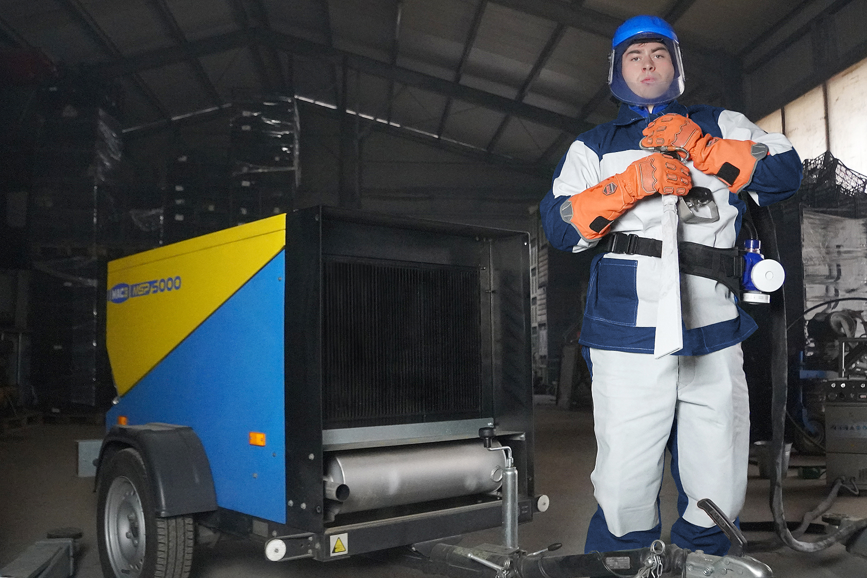 Strahlerschutzhose mit Vollleder-Besatz