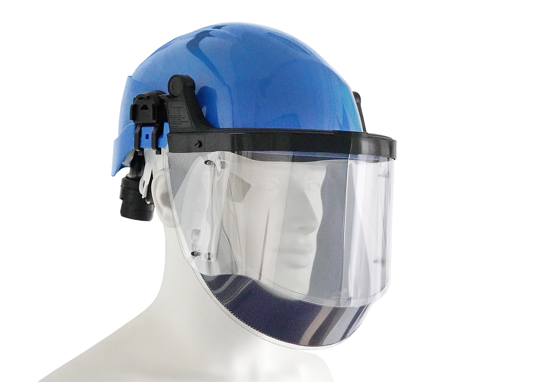 BariAir Helm mit Visier auf weißem Modellkopf